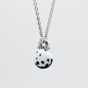 Handmade silver and copper hot enamel necklace with Dalmatian motif .