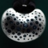 Handmade Silver & Enamel Necklace – Polka Dot Design with Diamond Accent